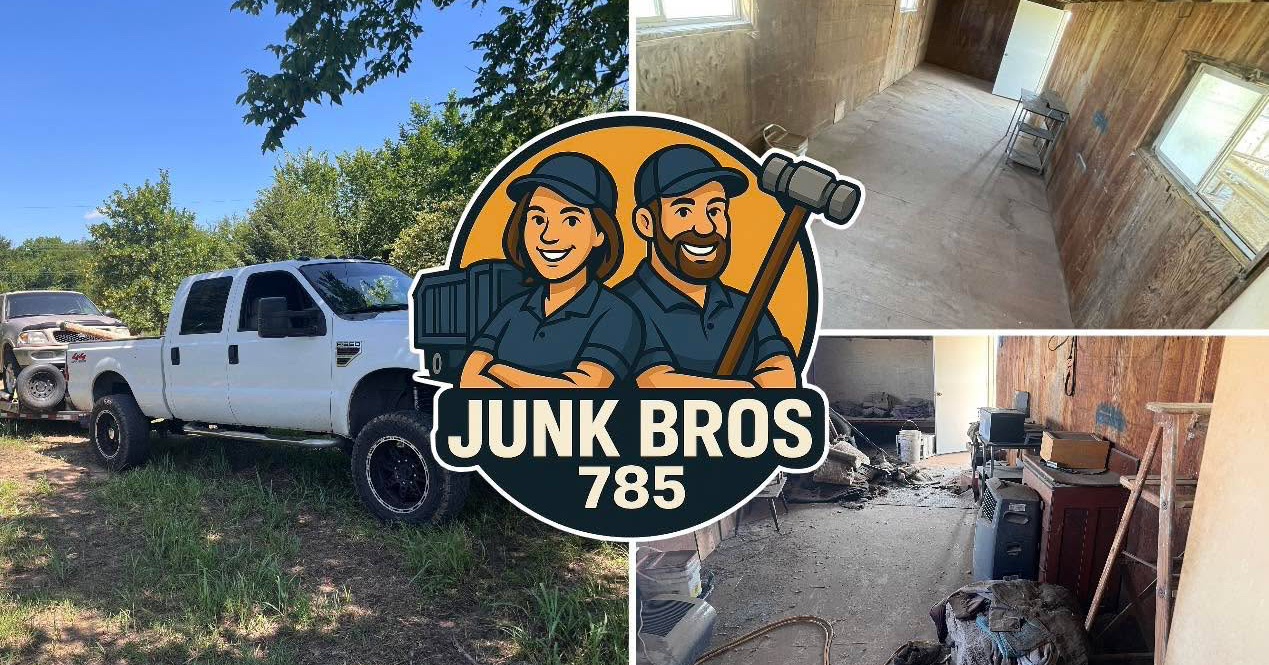 Before and after junk removal collage