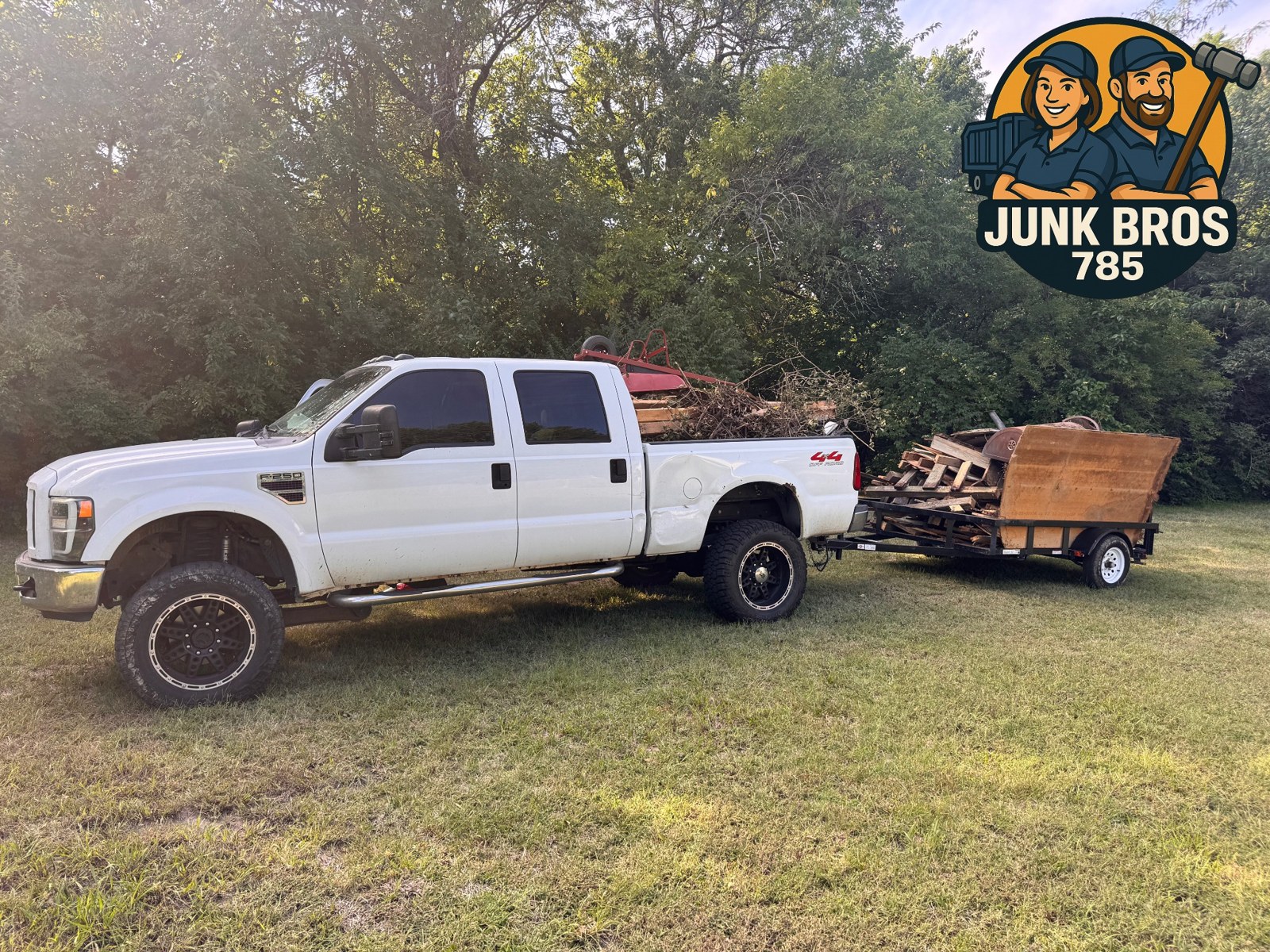 Loaded truck and trailer in a yard