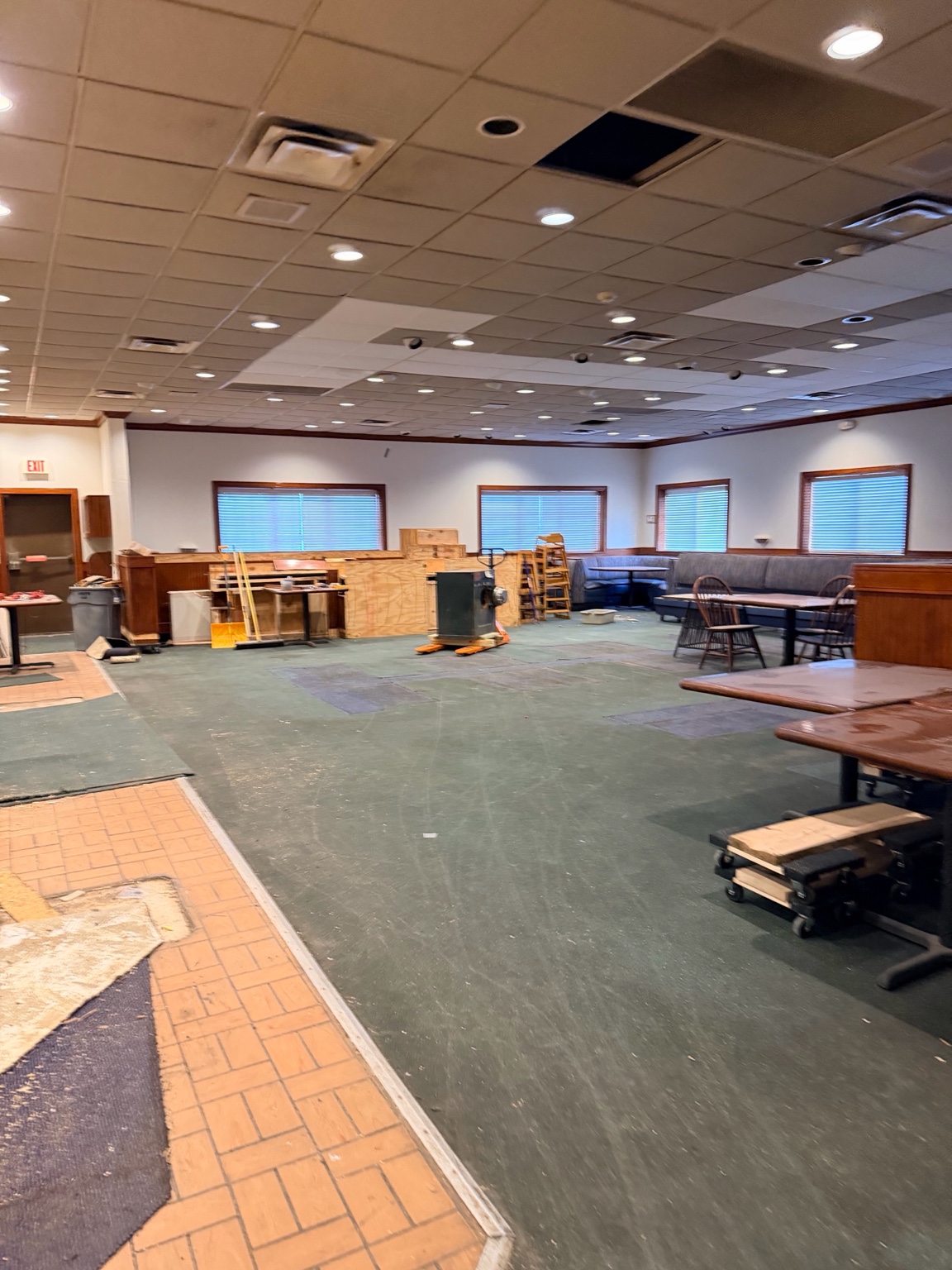 Restaurant dining area during junk removal