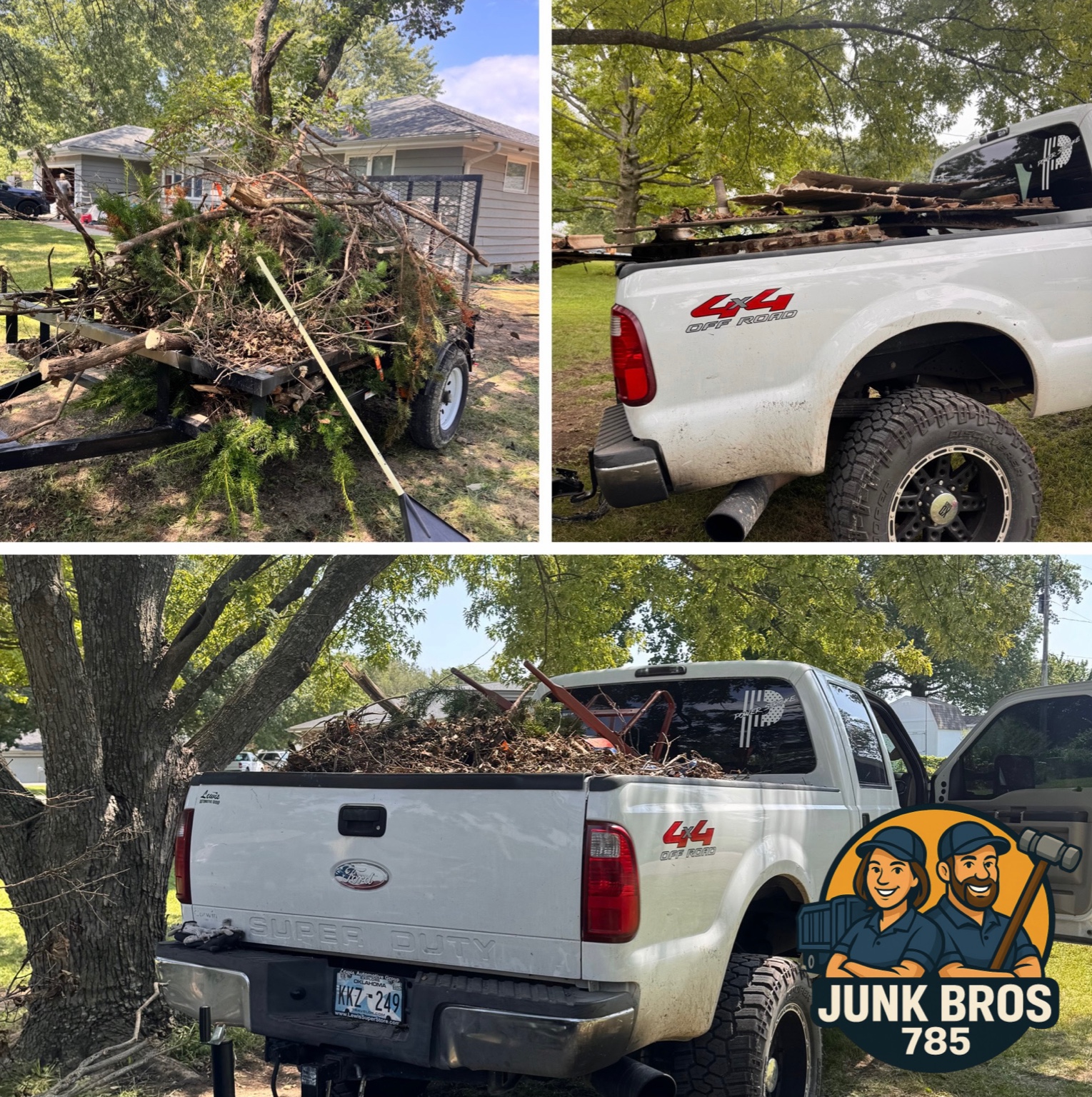Yard debris haul collage